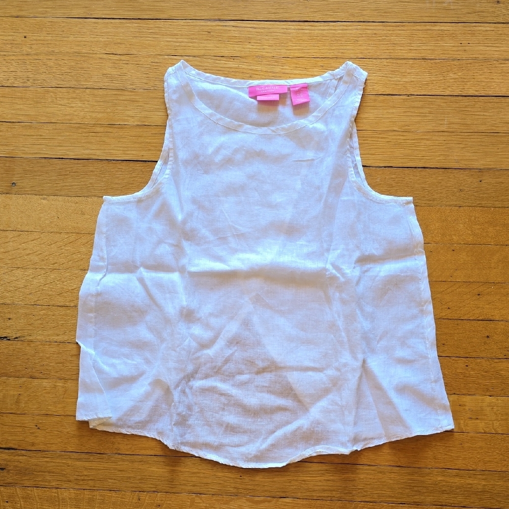 Isaac Mizrahi, White Linen Cross-Over Back Tank Top, EUC, Women's XS